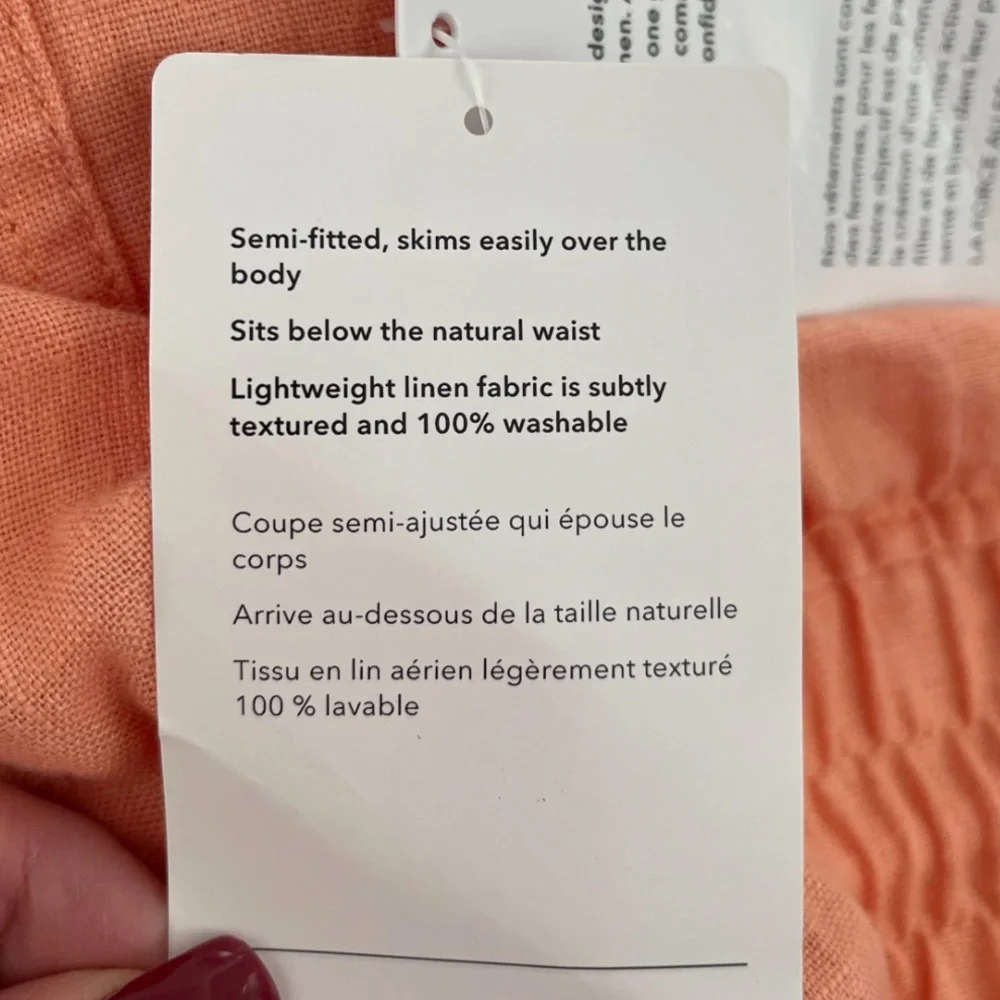 NWT Athleta Cabo 4" Linen Drawstring Shorts Cactus Peach 14 - Picture 10 of 11